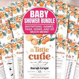 Little Cutie Baby Shower Invitation Bundle Cutie Baby Shower Bundle Orange Baby Shower Citrus Baby Shower Editable Template BAB109