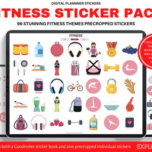 Fitness digital stickers fitness planner Digital Planner Sticker GoodNotes Sticker Book iPad planner Digital Planner goodnotes planner