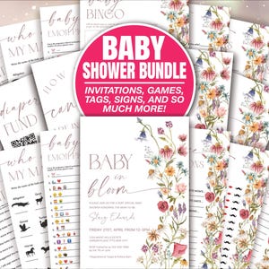 Wildflower Baby Shower Bundle, Invitation Bundle, Baby in Bloom shower bundle, Baby in Bloom Invite, Wildflower Baby Shower Decor BAB102