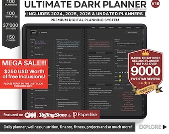 Dark Mode Blackout Goodnotes planner, ipad planner notability planner Digital journal daily digital planner planner digital Dated Digital