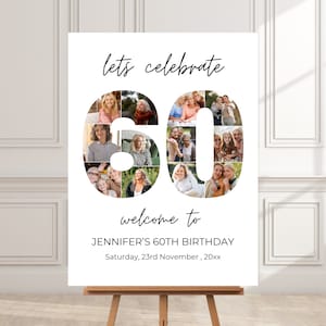 60. Geburtstag Foto-Collage-Poster Bundle-Vorlage 60 Sechzig Anpassbare Foto-Collage-Tafel Foto Montage Display Digitaler Download BC01