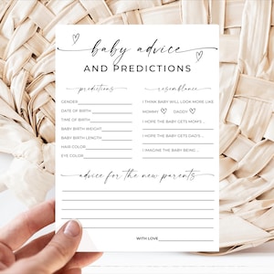 Conseils de pronostics, Minimal, moderne, rustique, Jeu de baby shower, Jeux de société à imprimer, décoration de baby shower, activités de téléchargement immédiat, CO1005