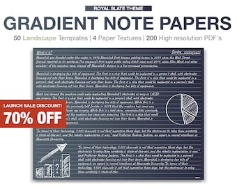 Slate Gradient Digital Notepaper Templates Notetaking Digital notebook landscape horizontal Digital Note Taking Template Digital Notepad
