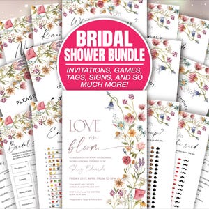 Wildflower Bridal Shower Invitation Bundle Love Is In Bloom Bridal Shower Invite Template Wildflower Floral Bridal Shower EDITABLE BRIDAL001