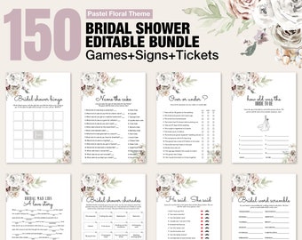 Floral Bridal Shower Games, Wedding Shower Games, Printable Bachelorette Shower Games, Editable Bridal Party Games, Bride or Groom Game