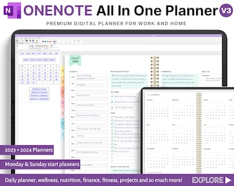 OneNote Digital Planner 2023 2024 ipad windows Samsung, Digital journal, daily planner planner digital Dated Hyperlinked Weekly Monthly