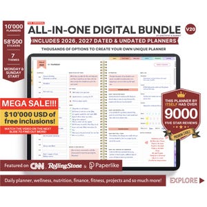 Premium Digital Planner bundle 2026 2027 and Undated iPad pdf annotation Digital journal daily planner planner ADHD Digital stickers student