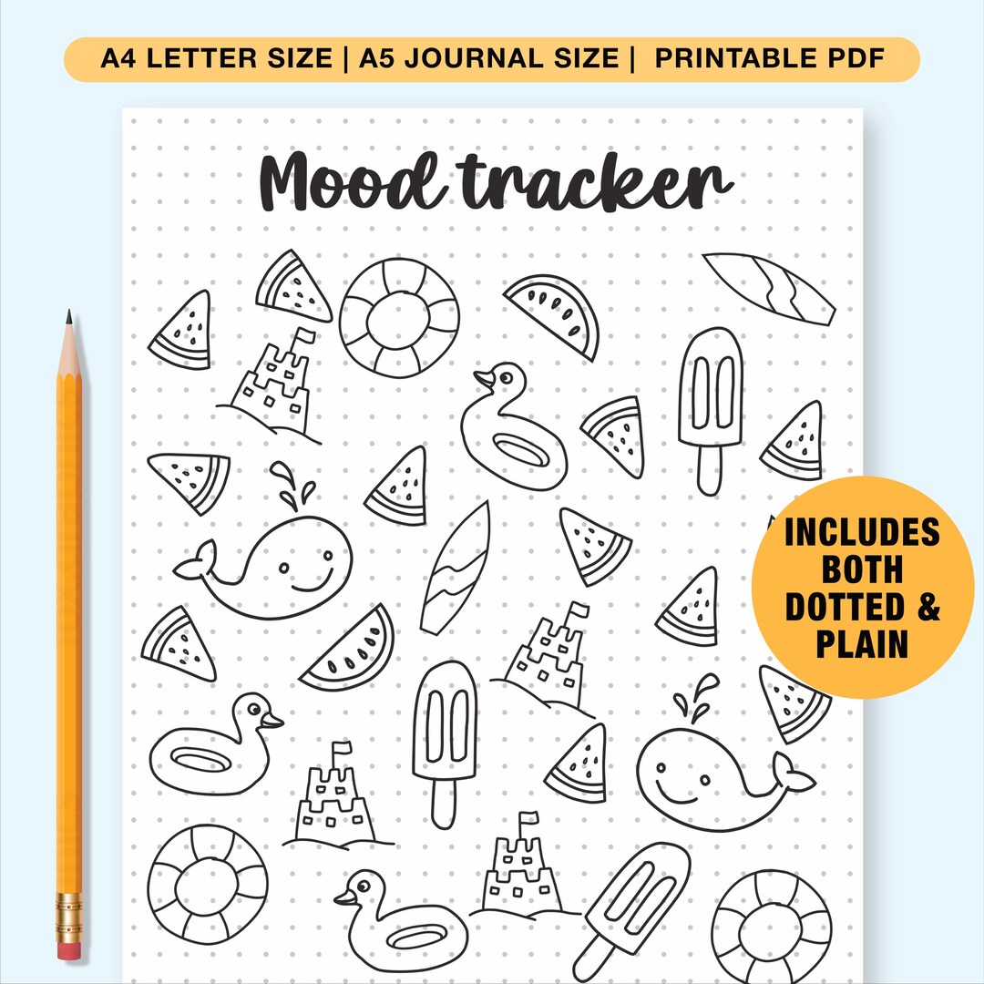Beach Mood Tracker - PRINTABLE Journal Page - Planner Page - Feelings ...