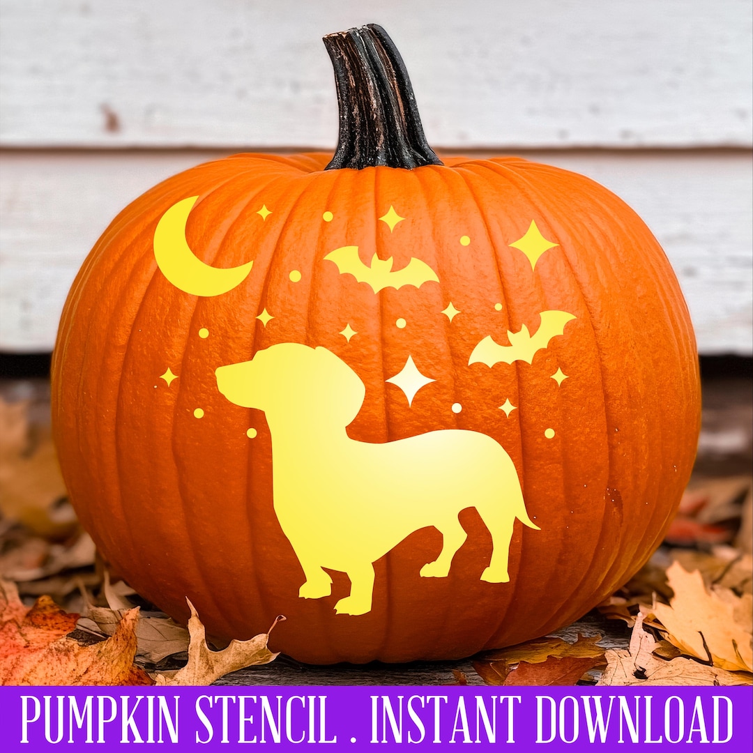 Dachshund Dog Pumpkin Stencil, Printable Stencil, Jack O' Lantern ...