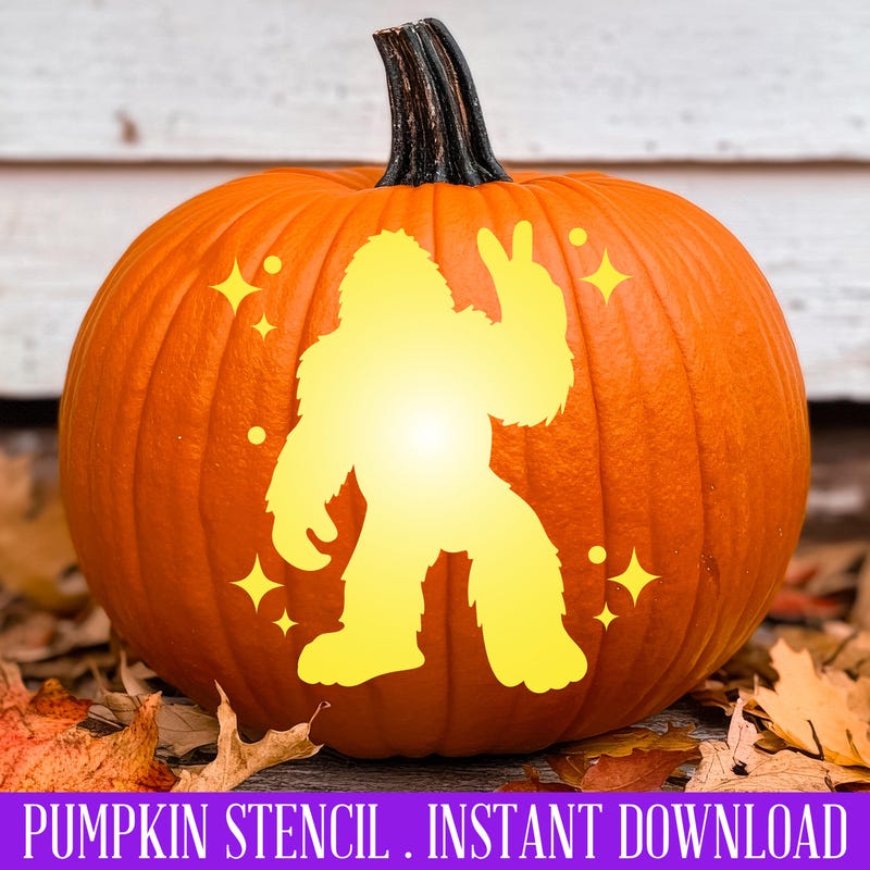 Bigfoot Pumpkin Carving Stencil Etsy