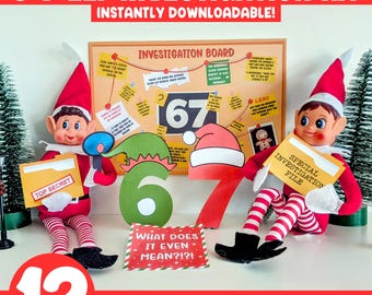 6 7 Six Seven Christmas Elf Costume, 2025 Trending Printable Elf Shirt, Elf Signs, Flags, 67 Scene, Easy Elf Ideas. Elf Costume