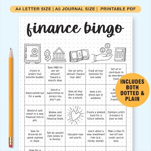 Haushalts-Bingo Printable Spar-Bingo-Spiel, Spiel zum Aufbau von Reichtum, Geld sparen, Rückzahlung von Krediten und Verbesserung der Haushaltsplanung