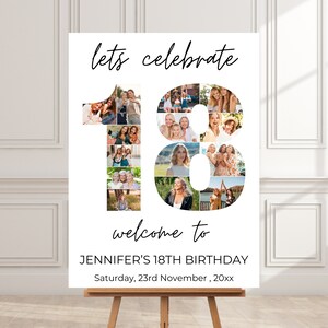 18th Birthday Photo Collage Poster Bundle template 18 Eighteen Customizable Photo Collage Board Photo Montage Display Digital Download BC01