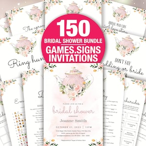 Blush Tea party Bridal Shower Games, Wedding Shower Games, Printable Bachelorette Shower Games Editable Bridal Party Games flower floral