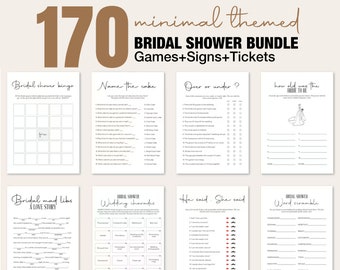 Bridal Shower Minimalist Game bundle Wedding Shower Games Printable Bachelorette Shower Games Editable Bridal Party Bride or Groom BRI009
