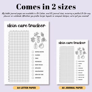 Yearly Skin Care Tracker Printable Journal Page Self Care Tracker Skincare Log Habit Tracker ...