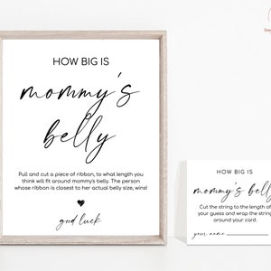 How Big Is Mommy's Belly, Minimal, modern, rustic, Baby shower sign, Baby Shower Game, baby shower decor, Party games, Printable, BAB090 B