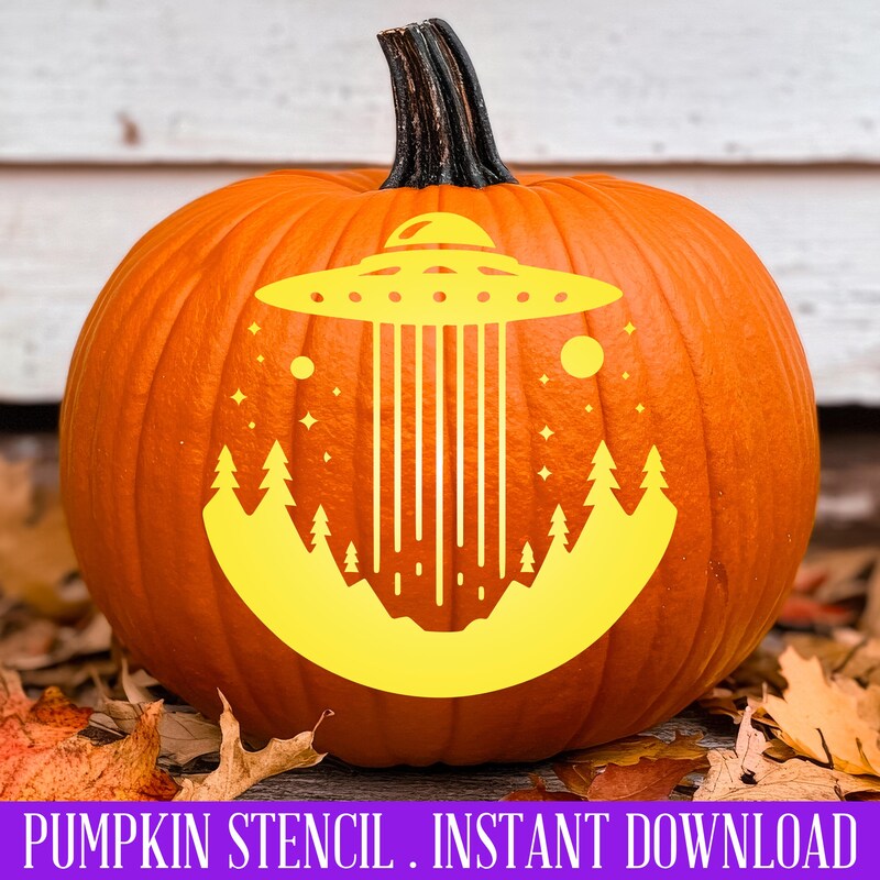 Alien Pumpkin Carving Stencil - Etsy