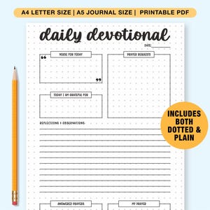 Dagelijks devotional dagboek Digitale devotional afdrukbare bijbelstudie planner dagelijkse devotie sjabloon Bijbel journaling digitaal christelijk dagboek