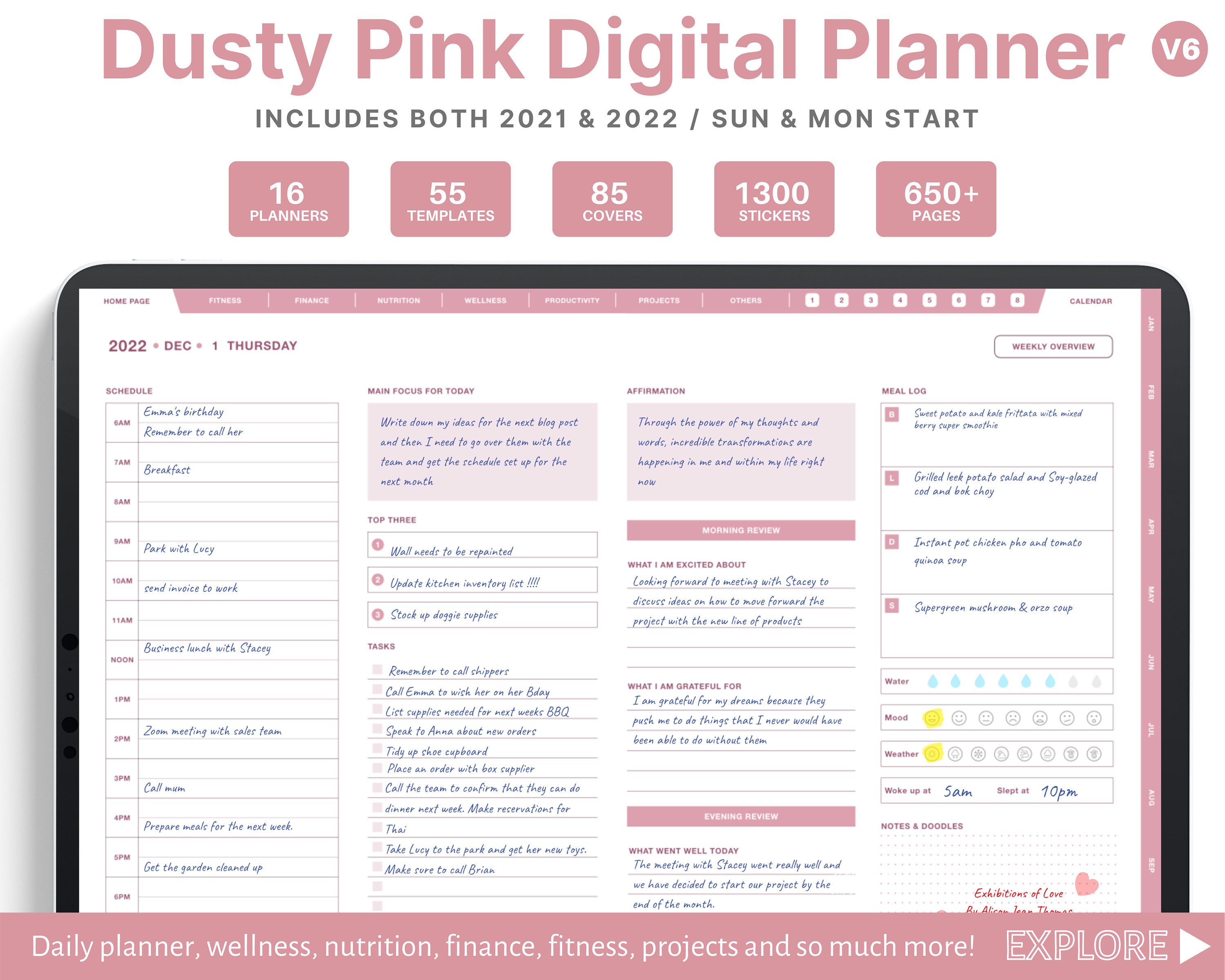 Blush Pink Digital Planner, goodnotes planner, ipad planner, notabili…