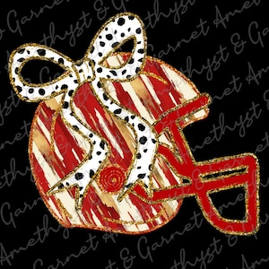 Red and white Messy Paint Football Helmet PNG dalmation Bow, Glitter, School Spirit, Team Spirit, Digital File, Sublimation chinoiserie DTF