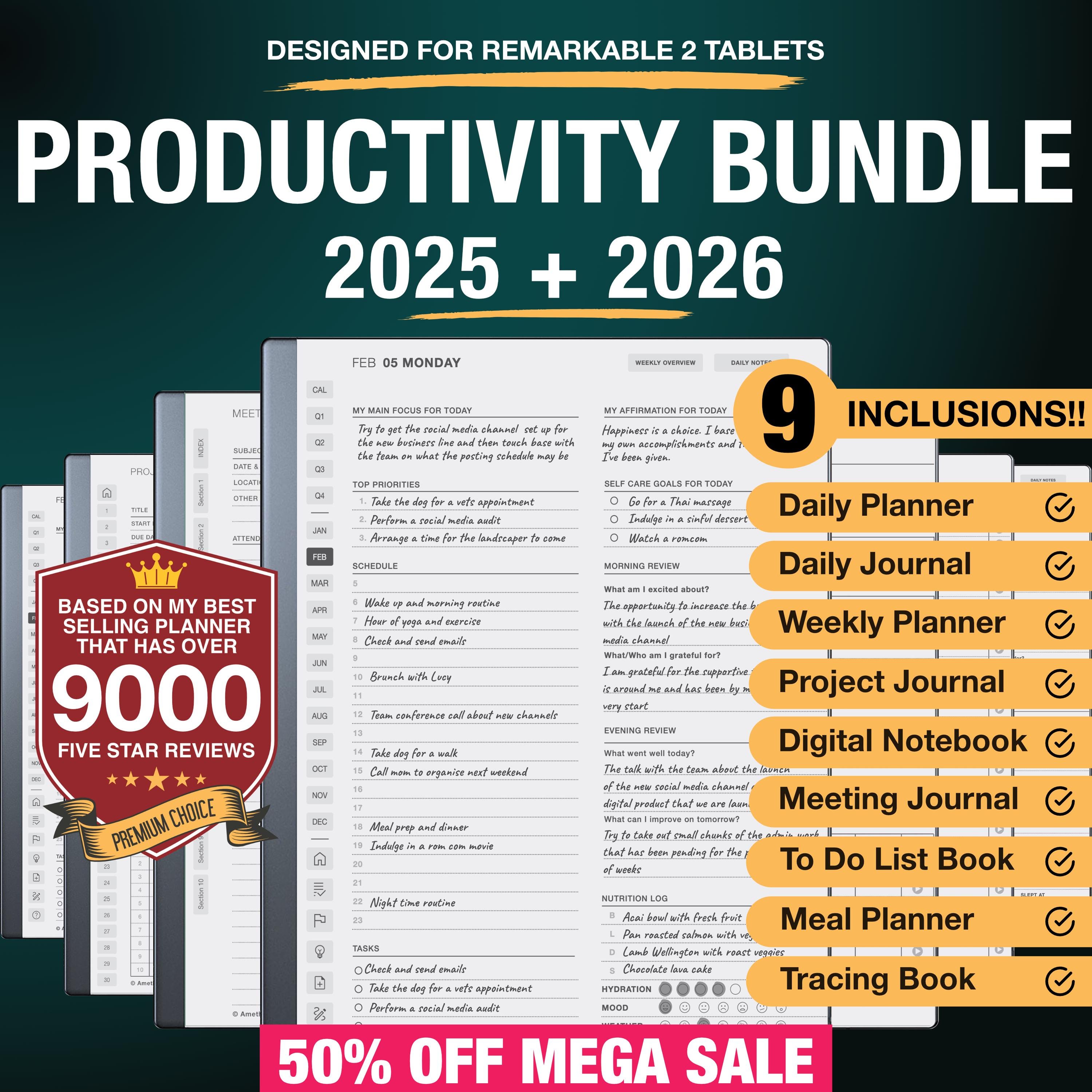 Productive Bundle designed for Remarkable 2 Tablet 2025 + 2026 | Premium Bundle