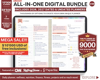 PASTEL Digital Planner bundle 2026 2027 and Undated iPad pdf annotation Digital journal daily planner planner ADHD Digital stickers student