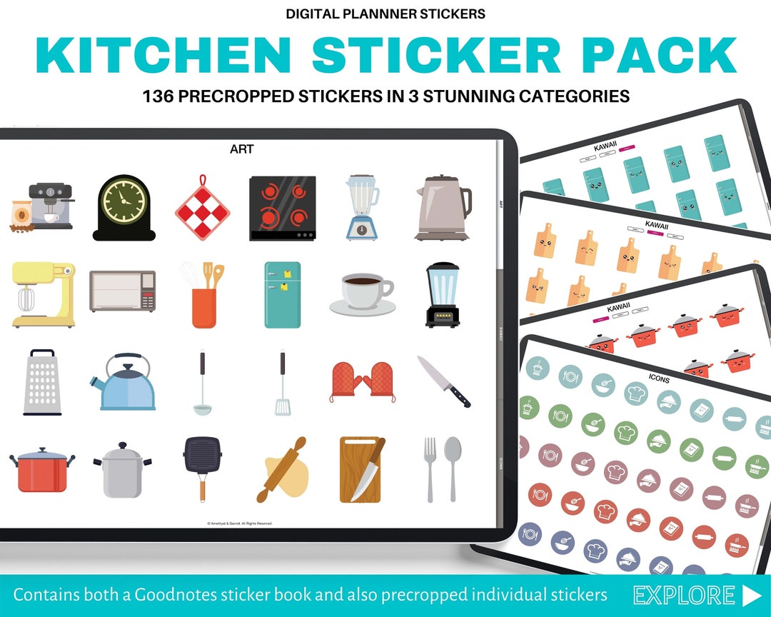 Kitchen Digital Stickers Recipe Journal Digital Planner Sticker ...