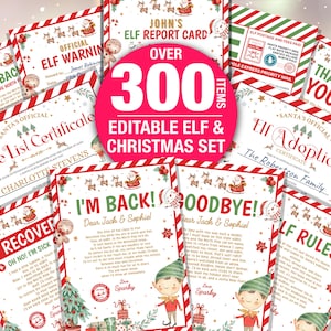 Editable Elf letter bundle Elf arrival letter Goodbye letter Elf adoption certificate Elf report card Elf Rules Package Set Printable ELF004