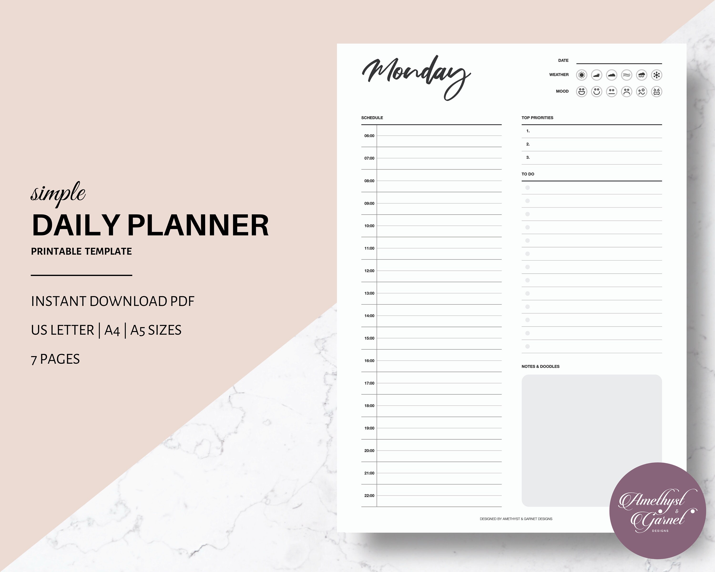 Daily Planner Printable Business Planner Work Planner - Etsy