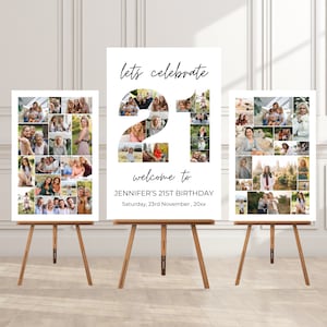 21 Geburtstag Foto-Collage-Poster Bundle-Vorlage 21 anpassbare Foto-Collage-Tafel Foto Montage Display Digital Download BC01 b
