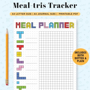 Planer posiłków Tracker do wydrukowania w poziomie, 30-dniowy planer menu, planer żywności, zdrowie i fitness