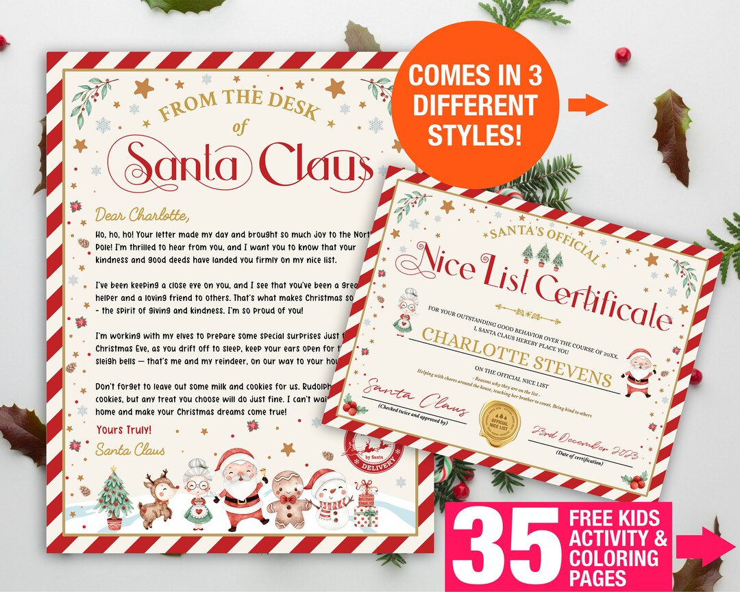 EDITABLE BUNDLE Approved Letter From Santa Approved Letter Nice List ...