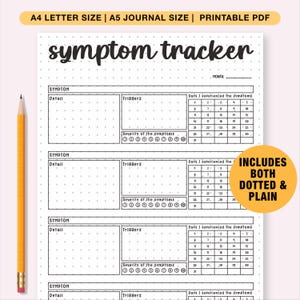 Symptom Tracker Afdrukbaar portret, Symptom Frequency Tracker, Symptomendagboek, Medical Tracker, Health Tracker, A4/A5