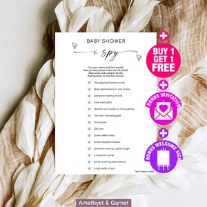 Baby shower I spy, Baby Shower Game, Gender Neutral Shower, Editable Instant Download, Modern Minimalist, Printable Template,, CO1005