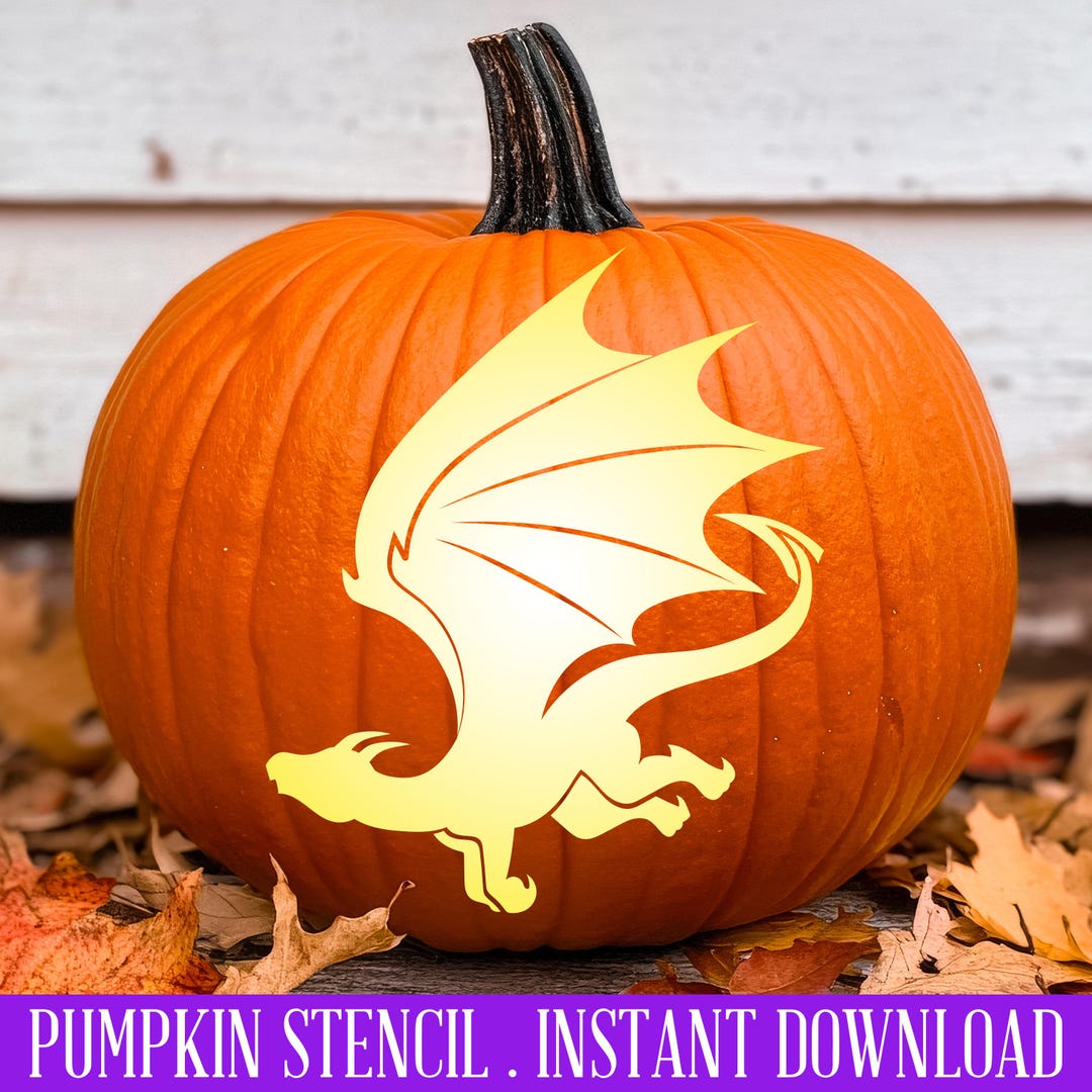 Dragon Pumpkin Stencil, Pumpkin Carving Stencil, Printable Pumpkin ...
