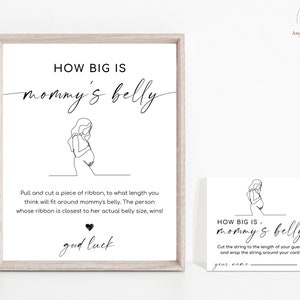 How Big Is Mommy's Belly, Minimal, modern, rustic, Baby shower sign, Baby Shower Game, baby shower decor, Party games, Printable, BAB090