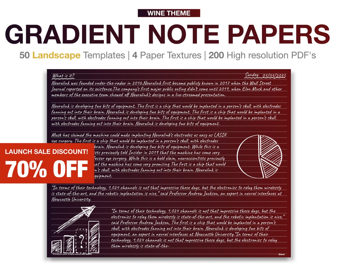 Wine Gradient Digital Notepaper Templates Notetaking Digital Notebook ...
