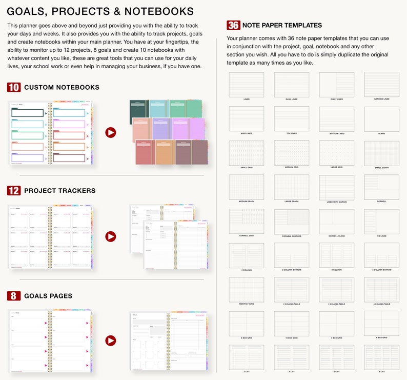 Premium Digital Planner 2024 2025 Undated iPad goodnotes notability, Digital journal, daily planner planner digital Dated ADHD Student V17 image 7