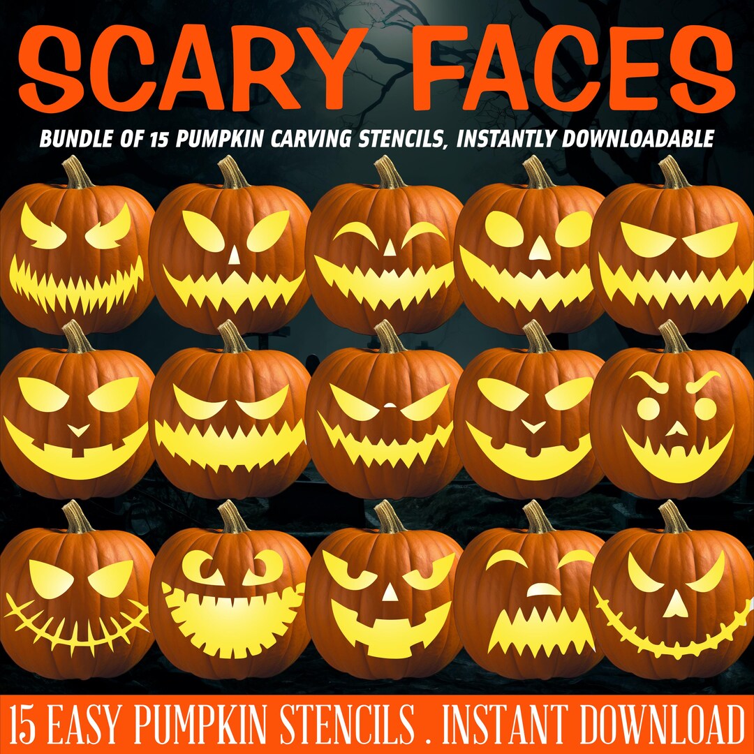 Scary Face Pumpkin Carving Stencils: Spooky Designs for Hauntingly Creative Jack-o'-Lanterns