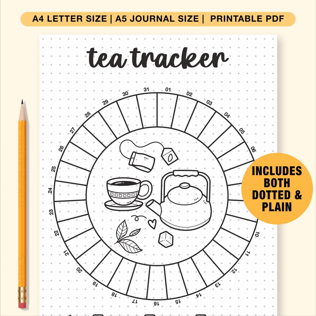 Tea Journal.pdf Monthly Tea Tracker, A5 A4 Journal Page Printable, Daily Tea Habit ...
