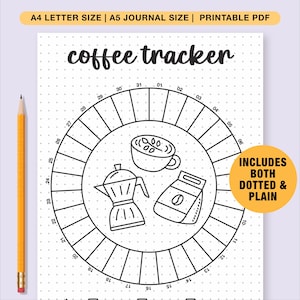 Monthly Coffee Tracker Printable,a5 Bullett Journal Page,monthly Wheel ...