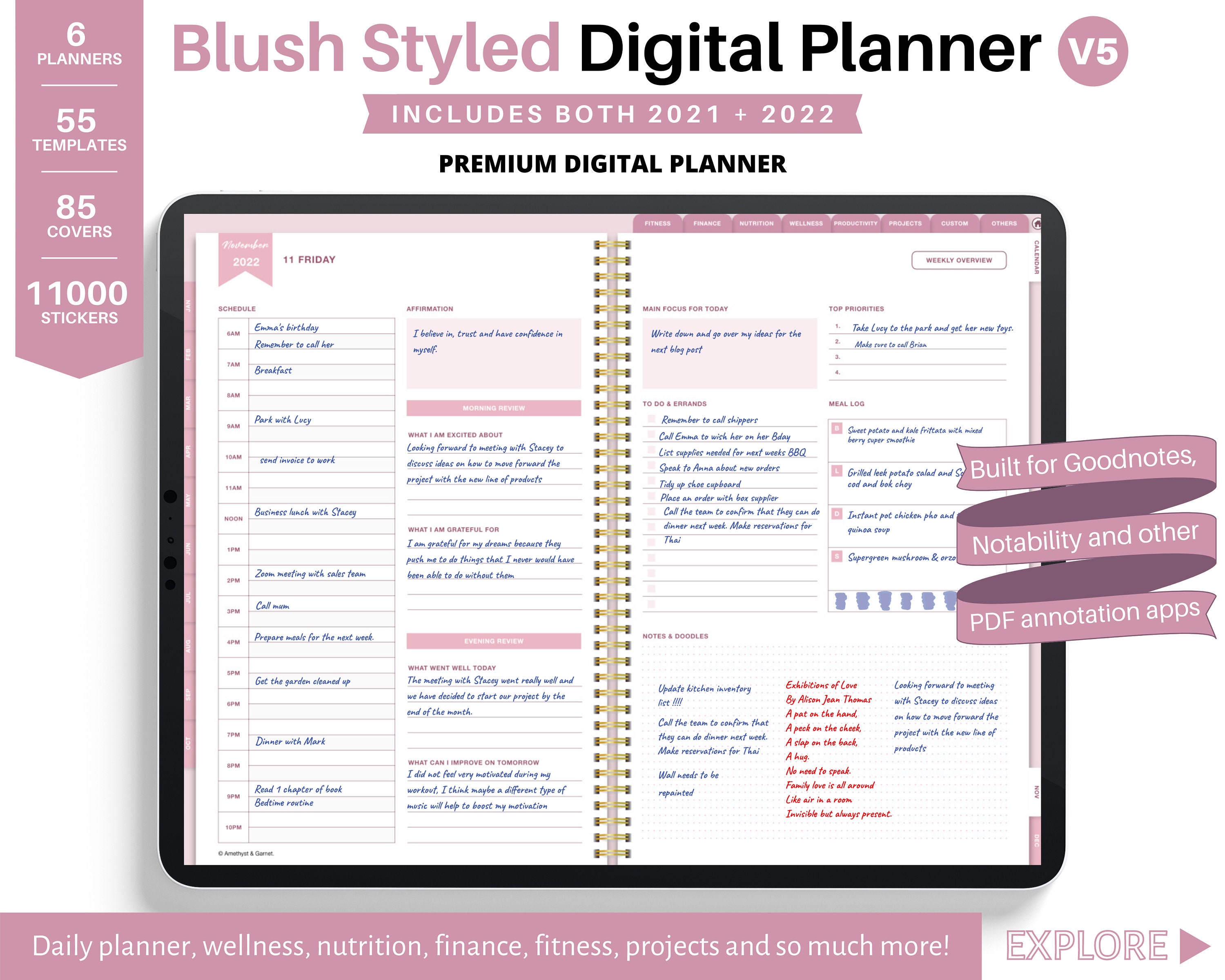 Goodnotes planner, ipad planner, notability planner, Digital journal,…