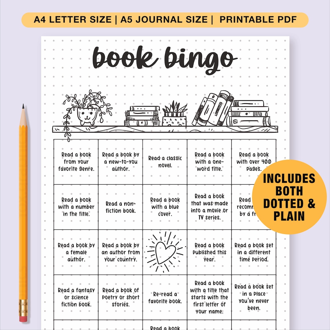Printable Book Bingo Card, Reading Challenge, Reading Journal Page ...