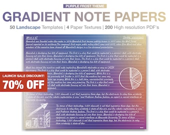 Frost Gradient Digital Notepaper Templates Notetaking Digital notebook landscape horizontal Digital Note Taking Template Digital Notepad
