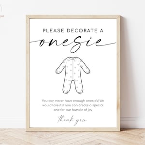 Decorate a onesie , Minimal, modern, rustic, Baby shower sign, Baby Shower Game, baby shower decor, Party games, Printable games, BAB090