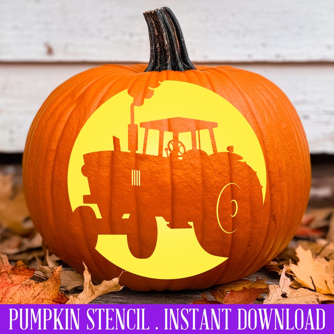 Tractor Pumpkin Stencil, PRINTABLE Pumpkin Stencil, Jack O' Lantern ...