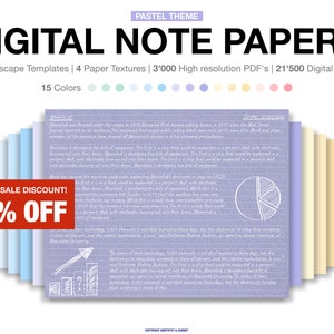 Pastell Digitale Notizpapier Vorlagen, Notizen, Digitales Notizbuch Querformat, Digitale Notiz Vorlage, Digitaler Notizblock Schüler