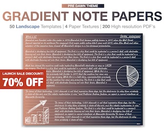Dawn Gradient Digital Notepaper Templates Notetaking Digital notebook landscape horizontal Digital Note Taking Template Digital Notepad