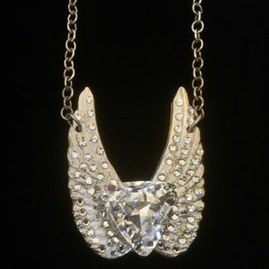 Silver Wings Necklace by Michelle Monroe Crystals Vintage